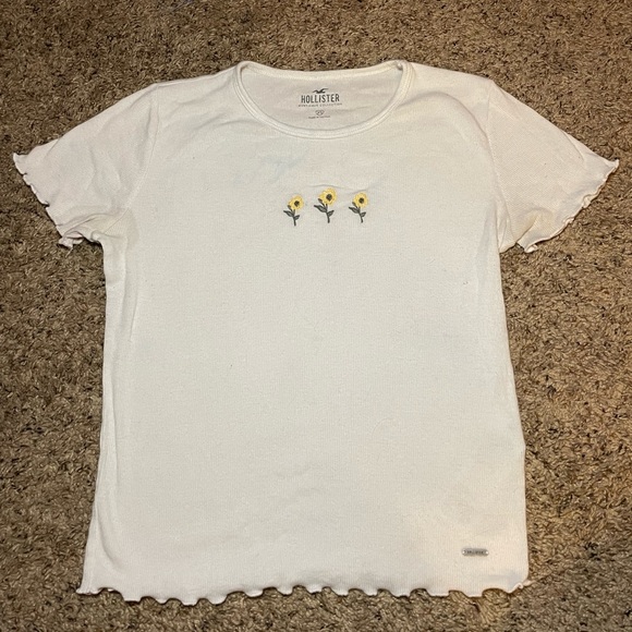 White Sunflower Hollister Baby Tee 